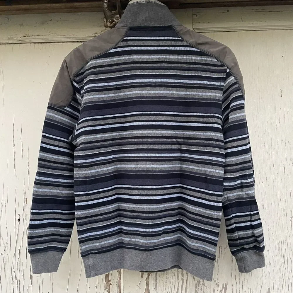 Douglas Defining Casual 1/2 Zip Sweater Mens M Blue/Grey Stripes Cotton Corduroy - Picture 2 of 12